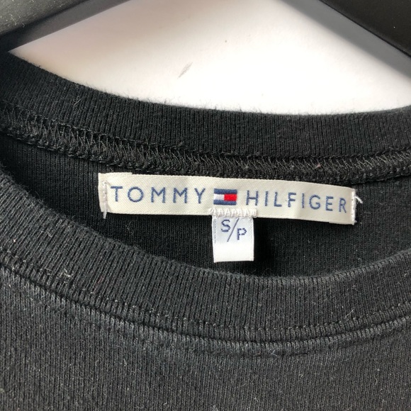 TOMMY HILFIGER black cotton cropped shirt S/P EUC - Picture 2 of 6